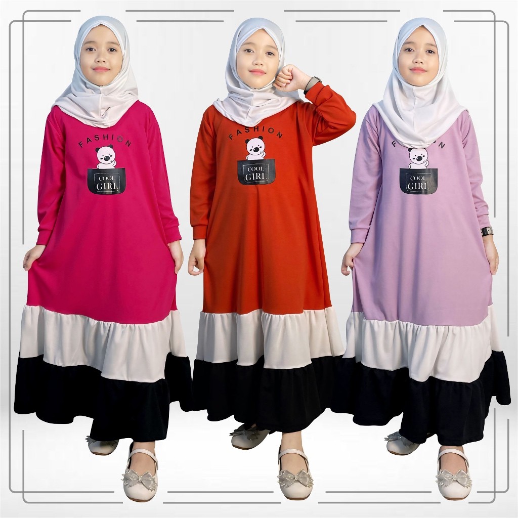 Gamis Anak Muslimah Perempuan Ngaji Gamiss Bisa Cod Mididress Baju Kurung Lebaran Games Remaja Sarin