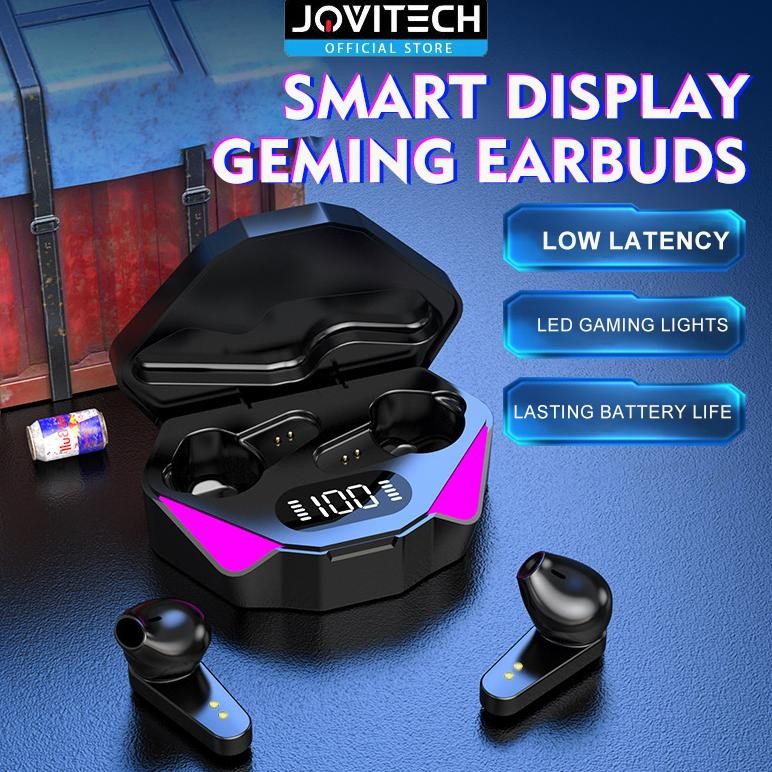 Headset Wireless Jovitech X15 Tws Gaming Bluetooth No Delay V5.3 Led Smart Display Touch Control Hi-