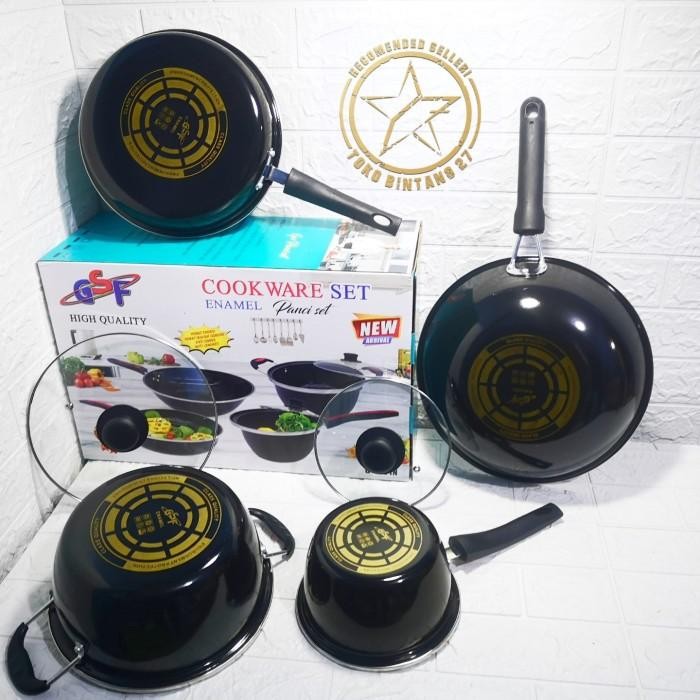 Cookware Set Enamel 6Pcs/Peralatan Masak Set
