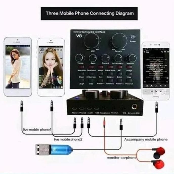 Populer Soundcard V8 Mixer Bluetooth - Soundcard V8 Audio Usb External