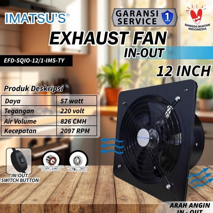 EXHAUST FAN BESI IN OUT 12 INCH WALL AIR DUCT BOOSTER FAN 12" KIPAS HEXOS DINDING 2 ARAH / KELUAR MA