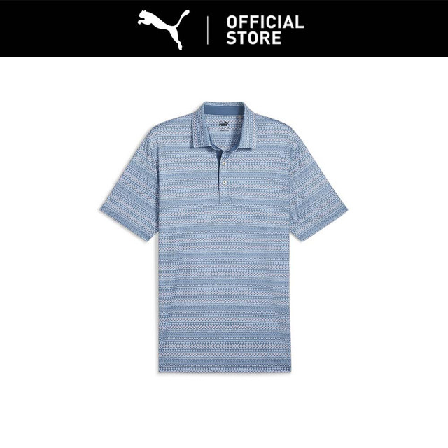 PUMA Kaos Polo Golf Pria Bermotif Mikro Fair Isle