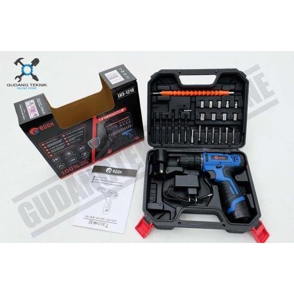 Bor Cordless Edon Lv3-1210 Mesin Bor Baterai Edon 12V Cordless Drill Edon 12 V Lv3 1210