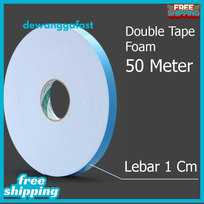 

DOUBLE TAPE FOAM 50 METER X 1 CM SOLASI BUSA SPONGE 2 SISI BEST PRODUK