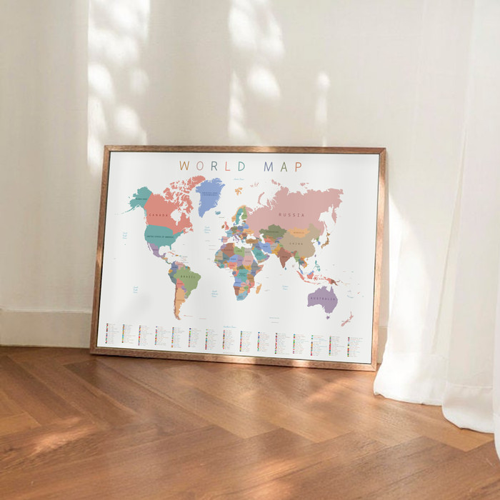 

Peta Dunia - Poster Edukasi Anak - World Map - Kids Wall Art