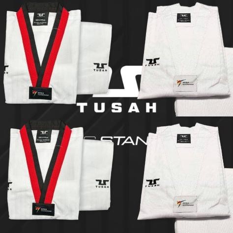 100% original TUSAH Seragam Taekwondo DOBOK TUSAH baju Taekwondo V neck