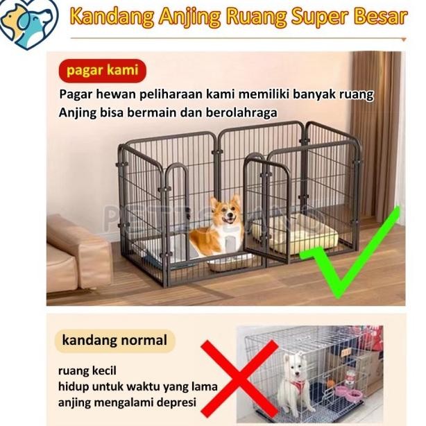 Kandang Hewan Pagar Besi Large Size Pet Cage Anjing Kucing Kandang - Putih