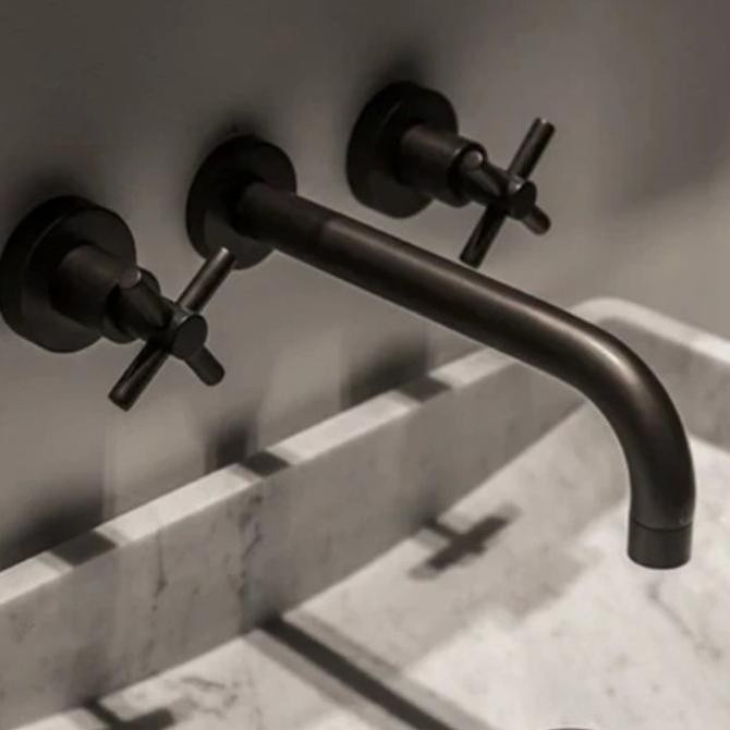 Kran Wastafel Dinding 2 Putaran Mixer/Kran Air Cuci Tangan Wastafel 2 Putaran P/D Original