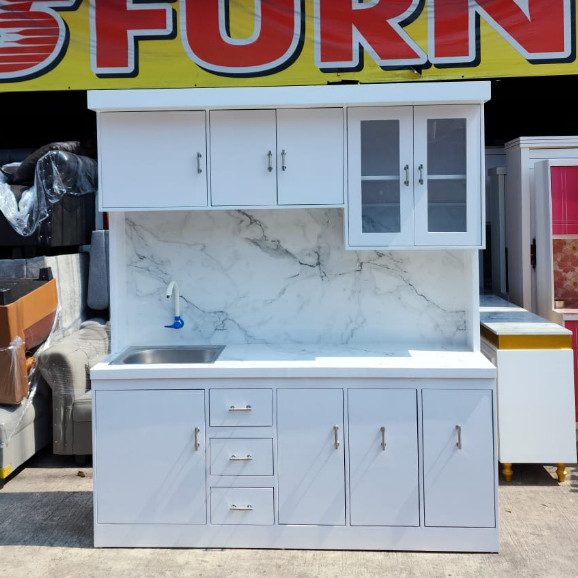 KULITAS TERBAIK- Kitchen Set Dengan Sink / Lemari Dapur Wastafel / Lemari Sayur 4 Pintu