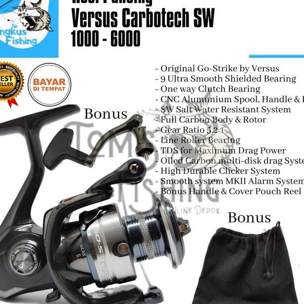 Reel Pancing Versus Carbotech Sw Terbaru 1000 - 6000 (9 Bearing)