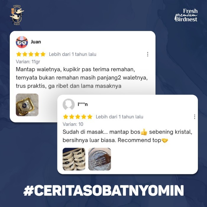 

Sarang Walet Birdnest Mentah Kering Nyonya Walet Terbaik