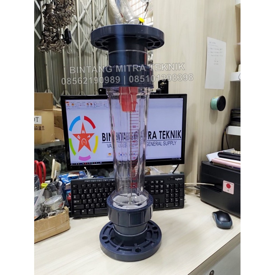 

newgan!! ROTAMETER FLOWMETER PLASTIK TUBE FLANGE 3" (12 - 60 M3/H)