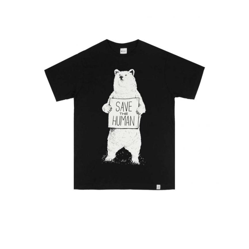 RECLAYS KAOS PRIA TSHIRT SAVE THE HUMAN BLACK | HITAM