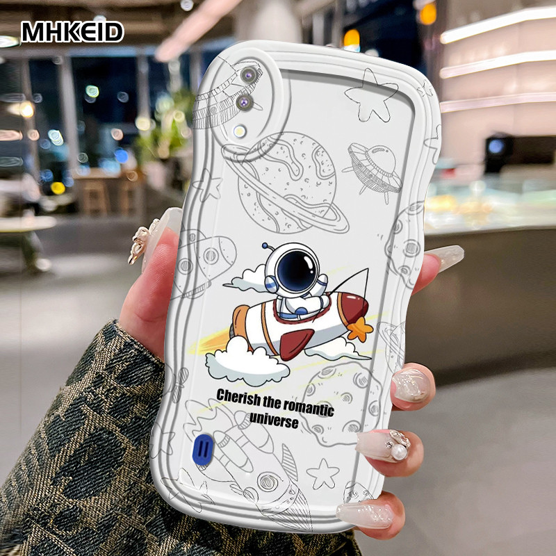 MHKEID Casing Hp Untuk Samsung Galaxy M10 Case Casing HP pola astronot Kasing Softcase Silikon lunak
