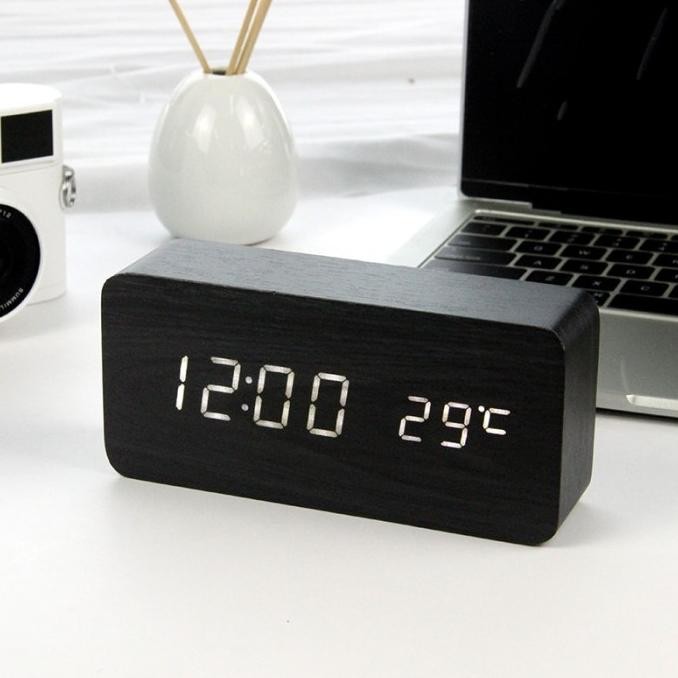 

Jam Meja Kayu Led Digital / Digital Wood Wooden Smart Alarm Clock GVS
