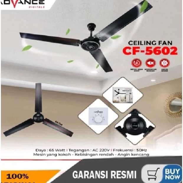 Kipas Angin Gantung Cf-5602 Ceiling Fan Besi Hitam