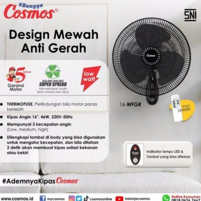 Kipas angin dinding + remote Cosmos 16 inch WFGR