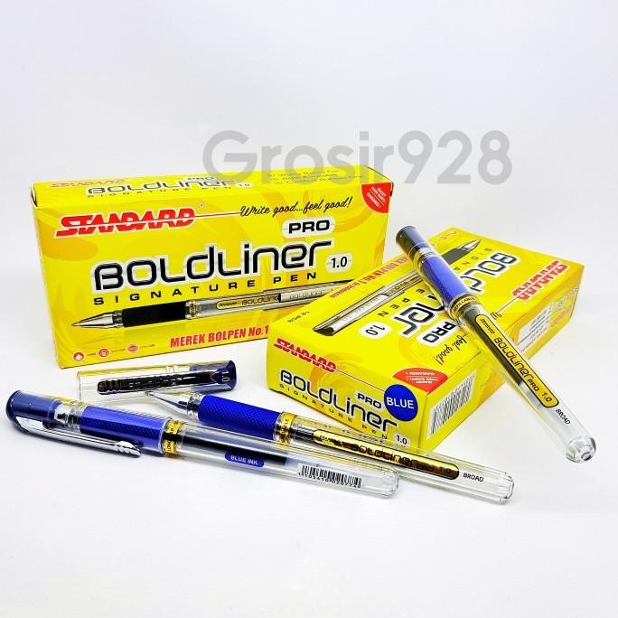 

TERBARU - (Per 12) Pen/ Pulpen Gel 1.0 Standard Bold Liner PRO Blue