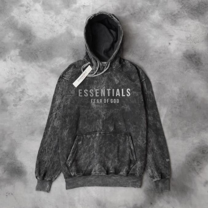 SWEATER HOODIE ESSENTIALS WASHING DARK GREY PREMIUM AUTHENTIC FULL TAG