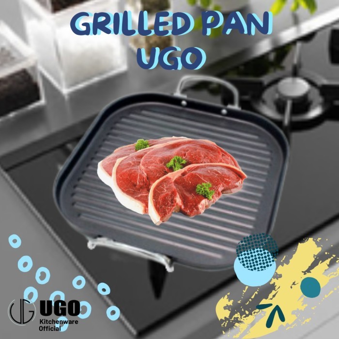 Ugo Square Grill Pan Telfon Anti Lengket Ayam Daging