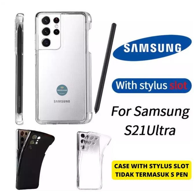 TERLARIS - Silicone Case S Pen Samsung Galaxy S21 Ultra Cover With Pen Holder