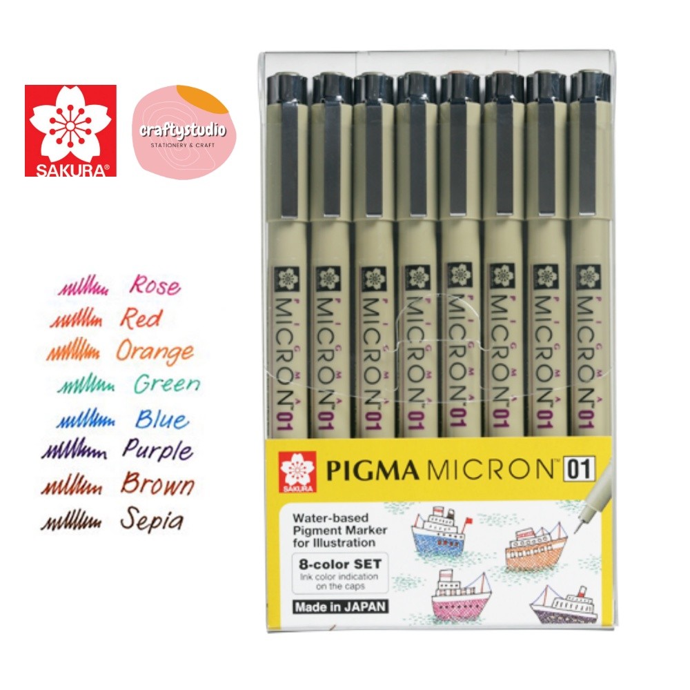 

(8 SET) Set Pena Warna Sakura 01 Pigma Micron (Ukuran: 01) |YRzAAFJV|