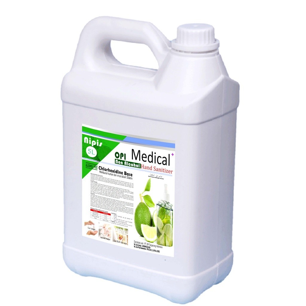 Hand sanitizer 5 Liter tanpa Alkohol (chlorhexidine gluconate 0.21%) antiseptik 2D233