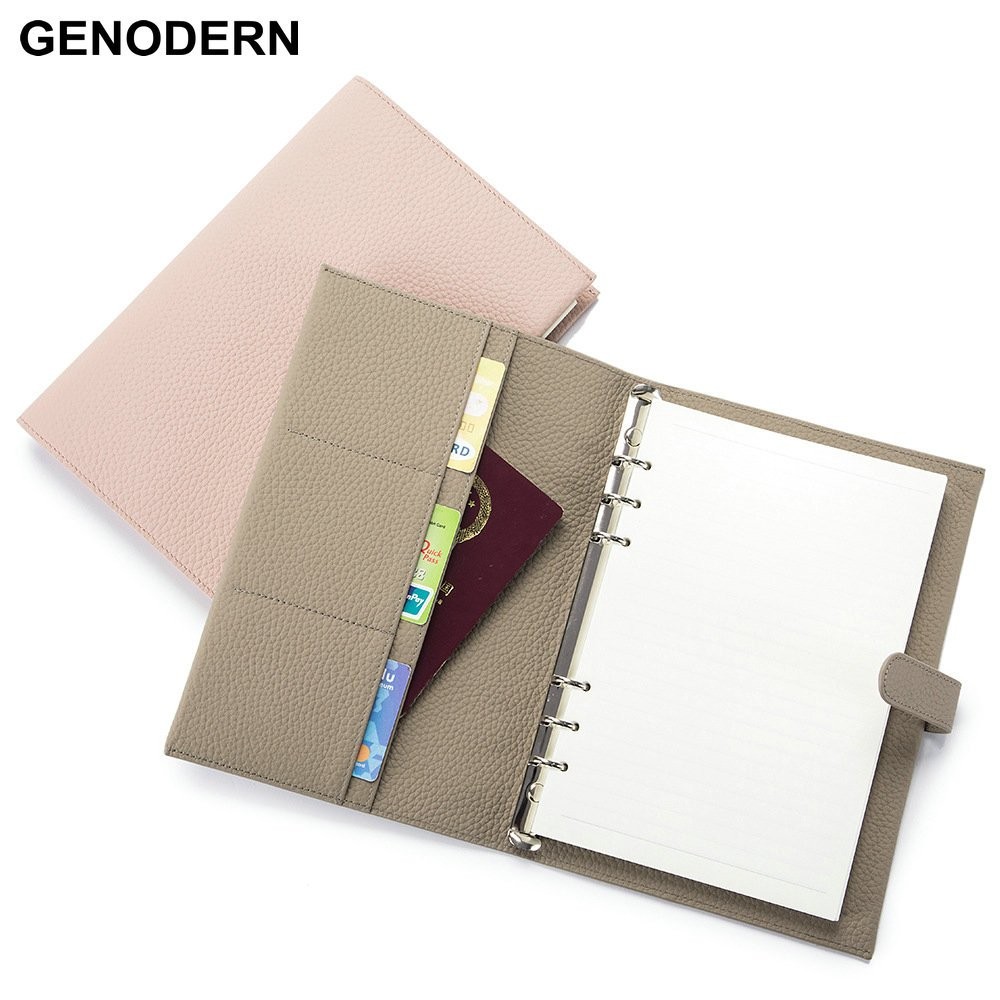 

GENODERN Genuine Leather A5 Loose-Leaf Notebook Soft Leather Hand Book |EVhpTeR7|