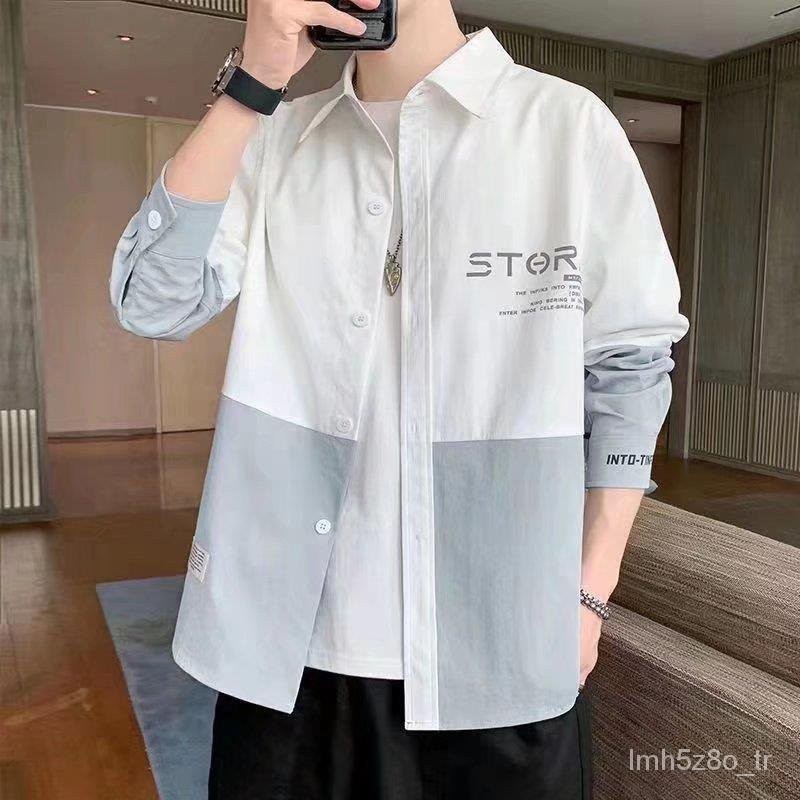 Kemeja Pria Korea Slim-Fit, Jaket Trendi Lengan Panjang