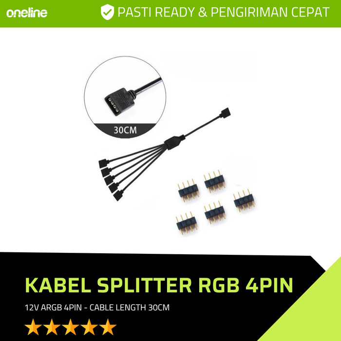Kabel RGB 4 Pin 12V Y Splitter 1-to-5 / Cabang 5 Port