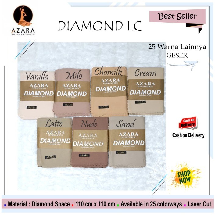Jilbab Segi Empat Polos Diamond Lc By Azara Scarf - Hijab Original