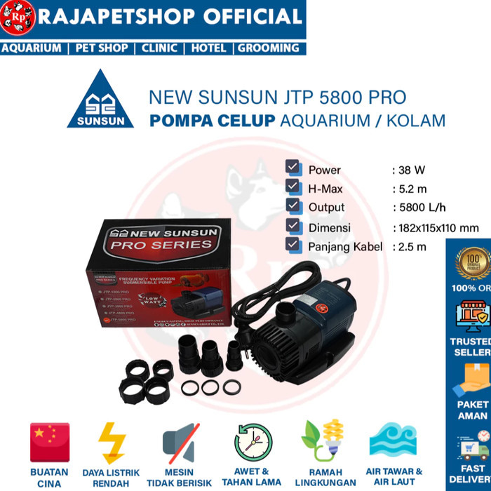 mesin pompa kolam koi sunsun jtp pro 5800 pompa air kolam koi 5800l/h