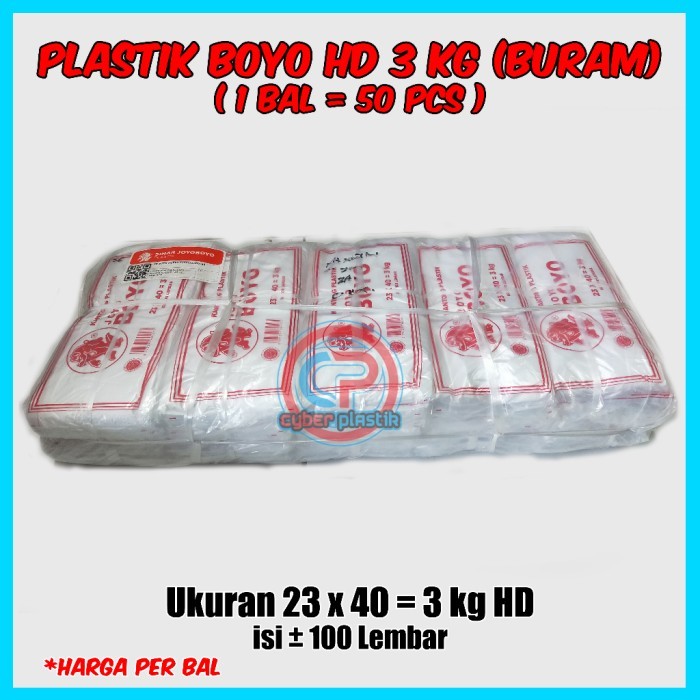 

Plastik Boyo HD 3 kg Buram ukuran 23 x 40 = 1 Bal ( 50 pcs )