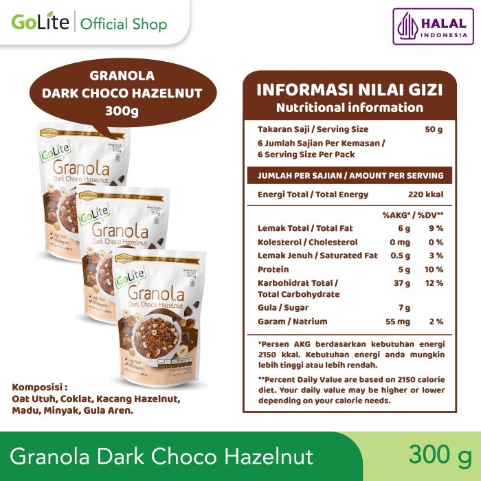 

GoLite Granola Dark Chocolate Hazelnut 300g (Triple Pack)