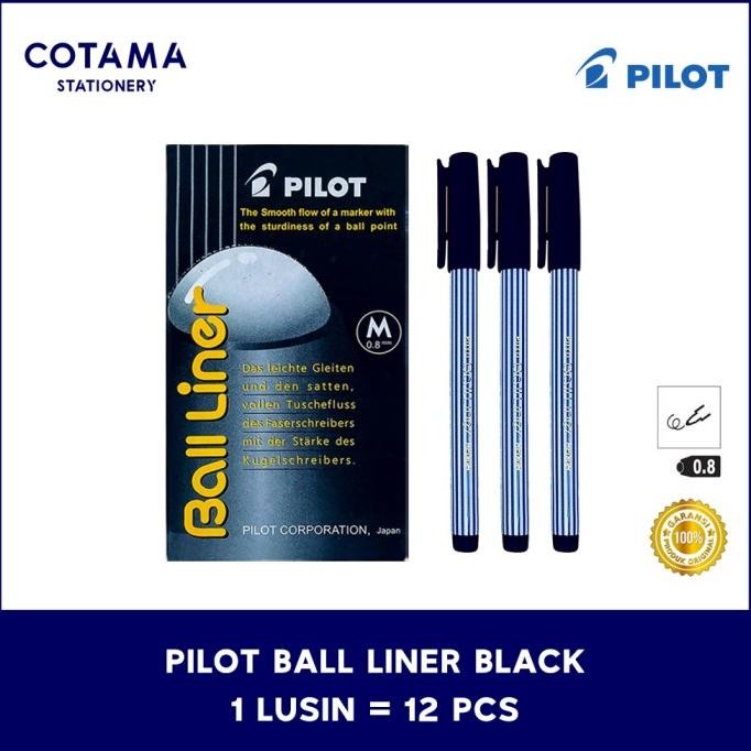 

BEBAS ONGKIR - Pulpen Pilot Balliner / Bolpoin Ball Liner 0.8 mm - 1 lusin isi 12 pcs