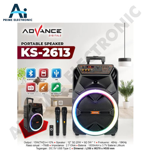 ORIGINAL ADVANCE KS 2613 Speaker 12 inch Bluetooth 2 Mic