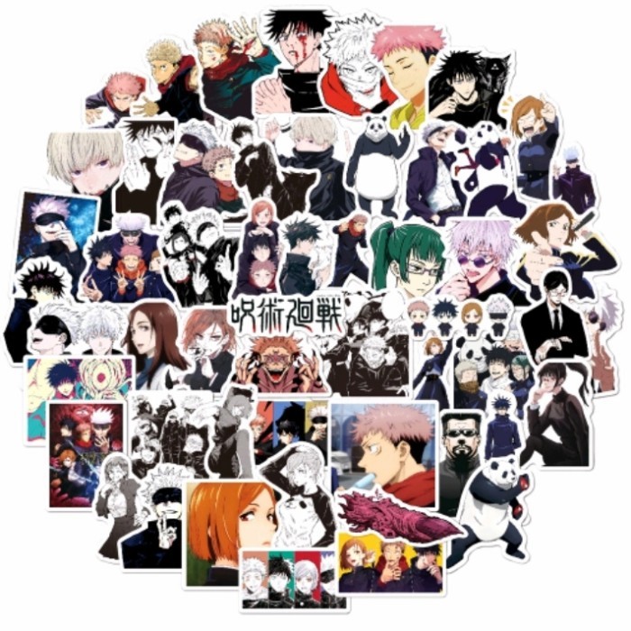 

49 pcs sticker pack manga anime jujutsu kaisen kartun lucu fashion dekorasi hiasan vintage hp/tablet/laptop/mobil/helm/jurnal anti air waterproof