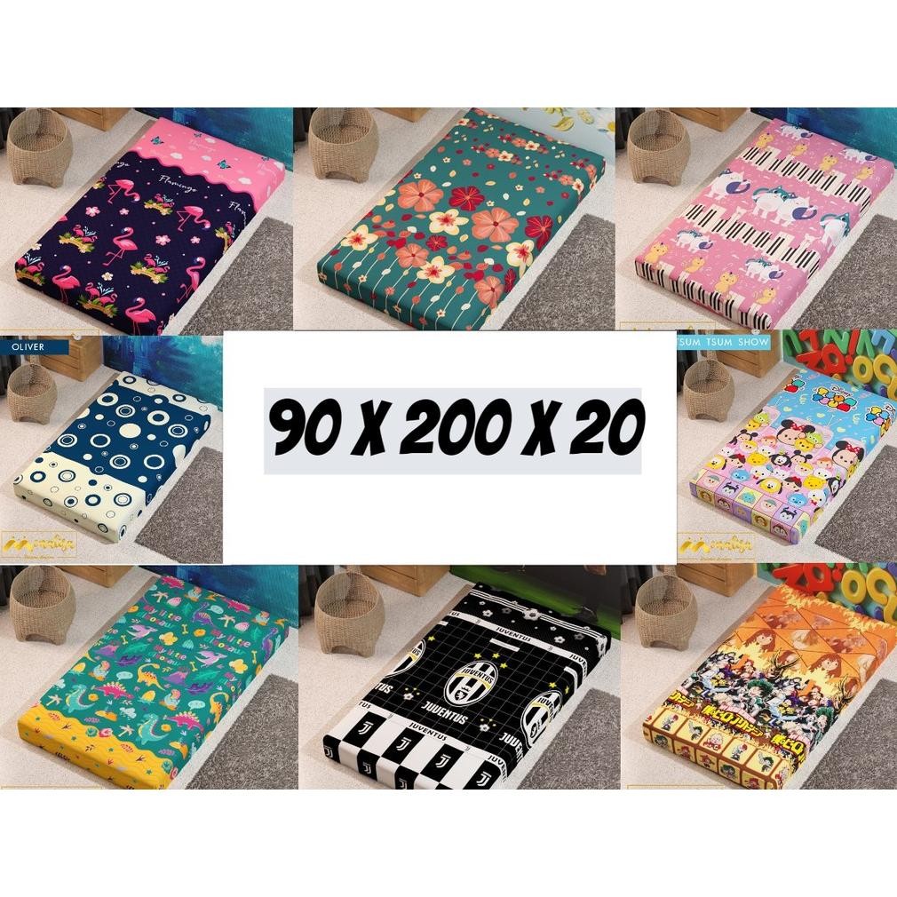 (MOTIF BARU) Sprei Resleting / Cover / Sarung Kasur uk 90x200x20 cm Motif Karakter/Dewasa/Bola