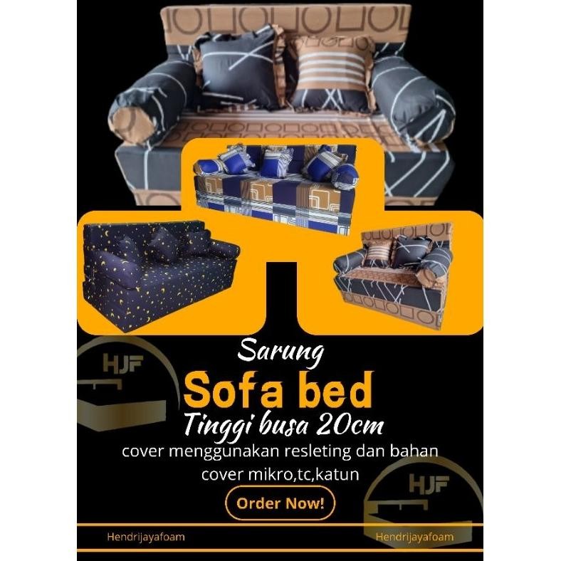 (MOTIF BARU) sarung/cover pengganti sofa bed busa inoac tinggi 20cm bahan mikro,tc,katun ukuran dari
