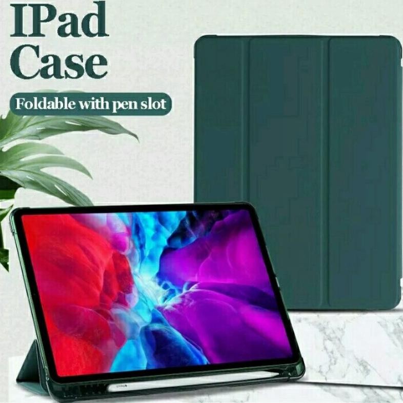 (new model) SMART CASE IPAD GEN 9 10.2 INCH 2021 IPAD GEN 8 IPAD GEN 7 SILIKON WITH SLOT PENSIL HOLD