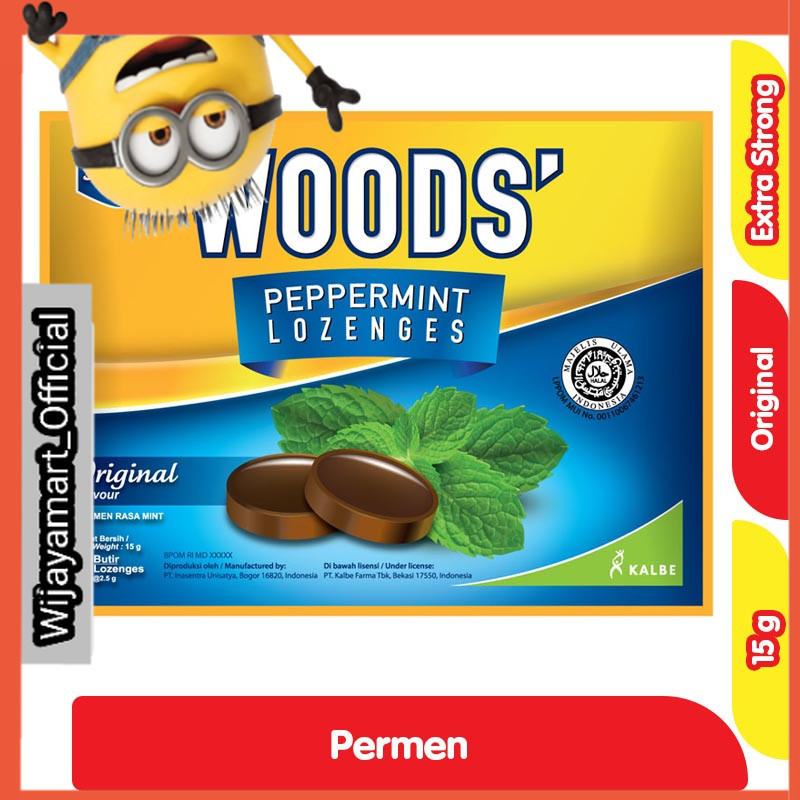 

WOODS' Peppermint Lozenges Permen Extra Strong Original 15 g