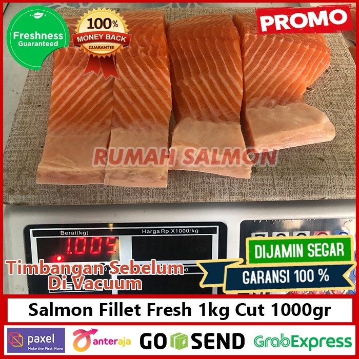 

Salmon Fillet Fresh 1Kg 4 Pcs Cut 250Gr - Salmon Fresh Sashimi Grade