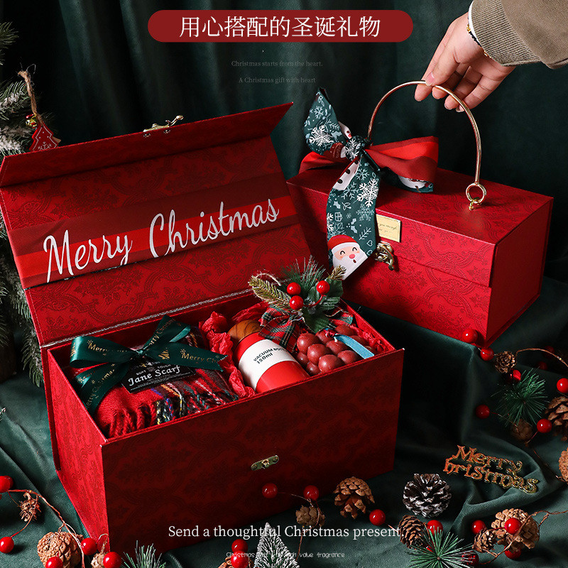 

Kotak Hadiah Syal Merah Portabel, Setelan Hadiah Natal Malam Natal Rasa Tinggi