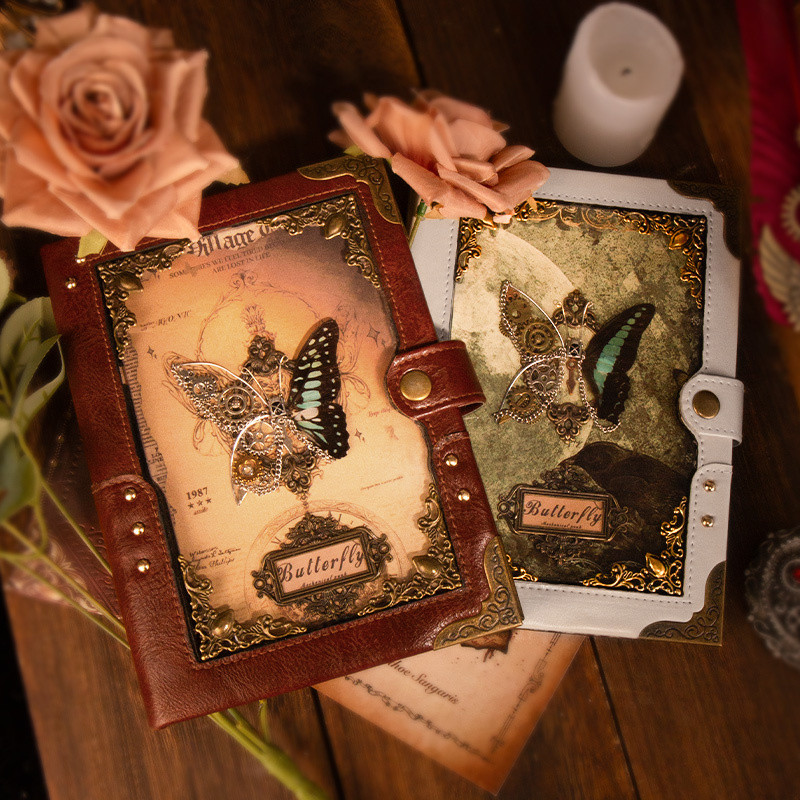 

Butterfly Relief Retro Notebook Creative Loose-Leaf Hand Account Diary Book Good-looking Girl DIY Journal book