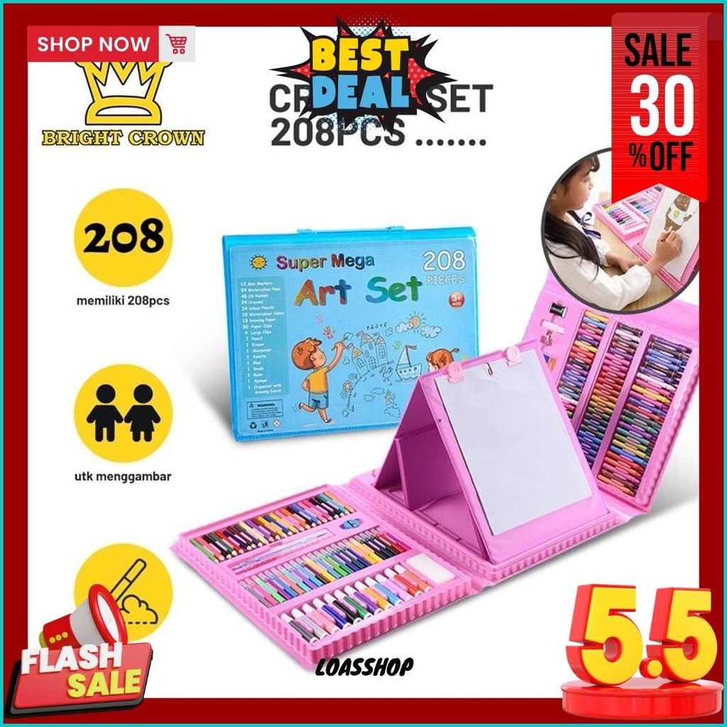 

Brightcrown Pensil Warna Crayon Set Isi 208Pcs & 150Pcs / Crayon Set Warna Cocok Menggambar Mewarnai Murah