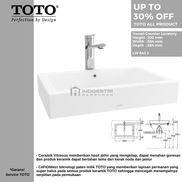 WASTAFEL TOTO LW 643 J / WASTAFEL MEJA TOTO (BODY ONLY)