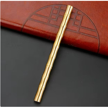 

Terbaru 1Pc High Quality Full Metal Slub Brass Pen Business Men Signature Writing Gift Bamboo