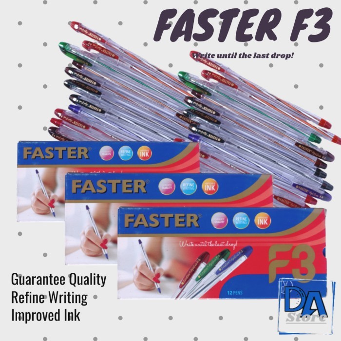 

Terbaru Bulpen Faster f3 hitam / Pulpen Kantor / Alat tulis kantor 100% ori