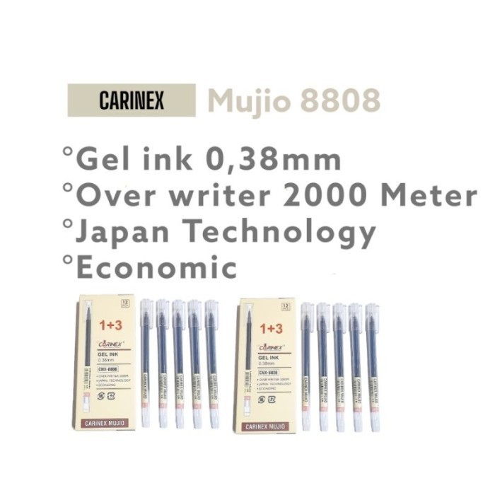 

Terbaru 4WET BOLPEN CNX MUJIO PULPEN SEKOLAH KANTOR 0.38mm TRANSPARAN isi 12 pcs 100% ori