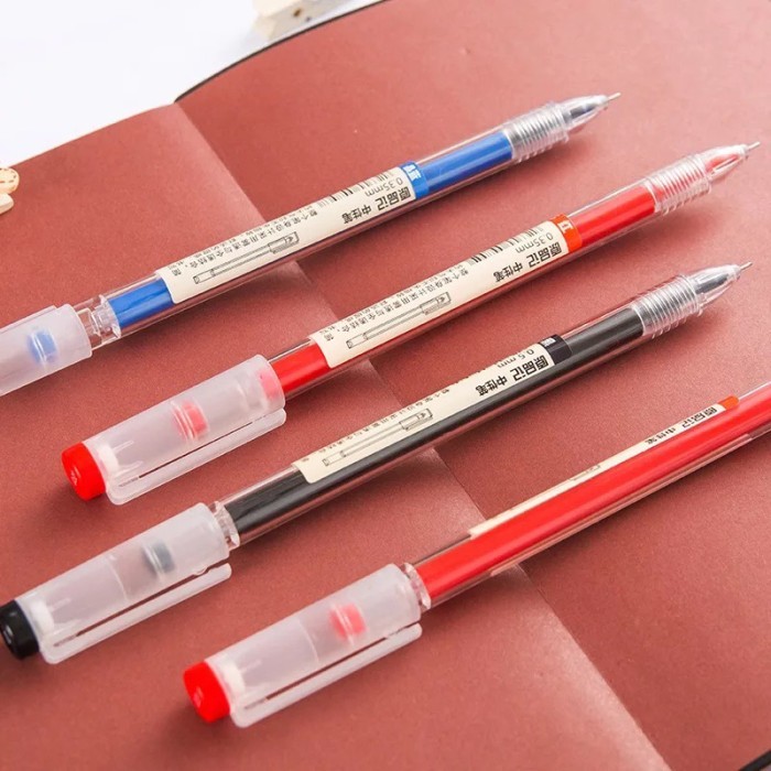 

Terbaru 12pcs/Lot Japan Fine Point Pen 0.35mm Black Blue Red Ink Gel Pen Ballpoint Pen School Office
